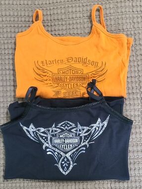 Harley-Davidson Women's Pair Of Orange and Blue Graphic Camisoles